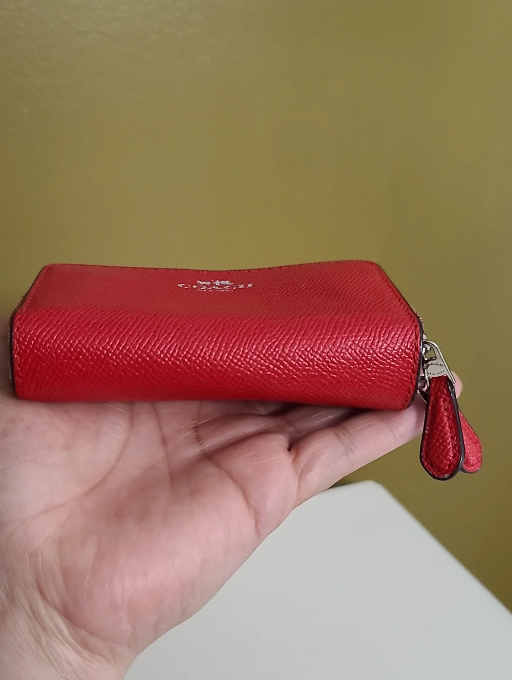 COACH Red Zip Wallet - Pebbled Leather